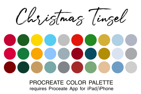 Christmas Tinsel Procreate Color Palette: Festive Digital Artistry