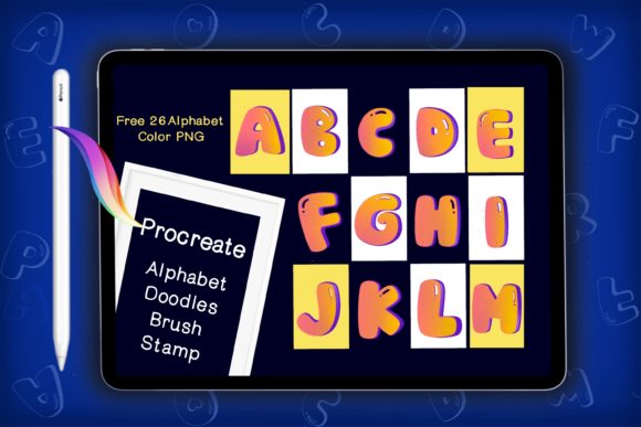 Unleash Playful Energy with Alphabet Doodles Brushes Free PNG Color