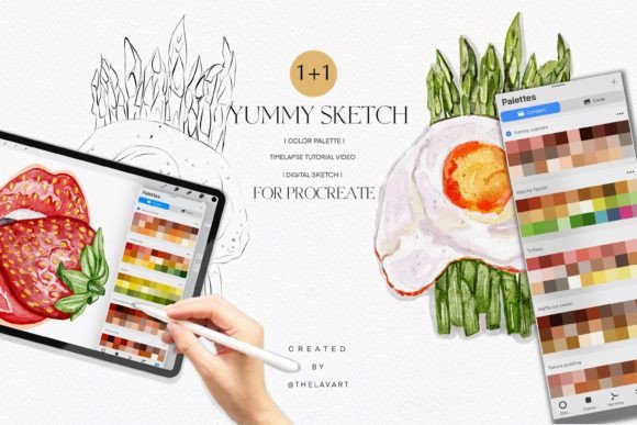Unleash Your Creativity: The Egg & Asparagus Sketch & Color Palette for Procreate