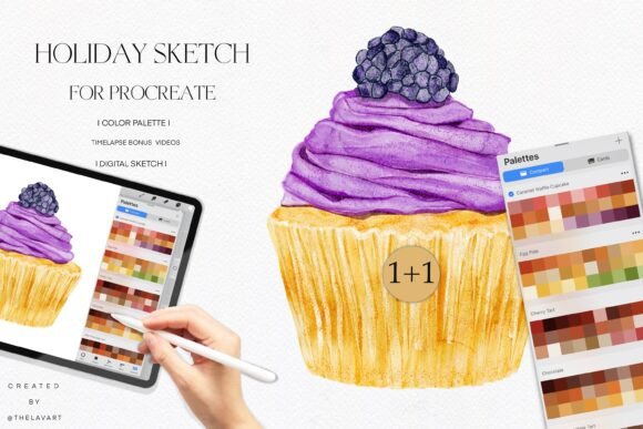 Unwind Your Creativity with Blueberry Cupcake Sketch & Color Palette
